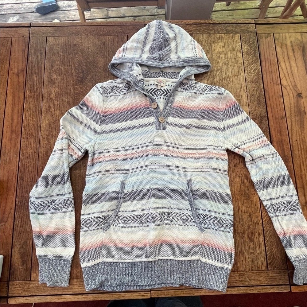 Faherty pullover 100% cotton Cove Sweater poncho hoodie M coastal fisherman